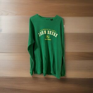 John Deere Green Long Sleeve Waffle Knit Thermal Shirt Men's Size L